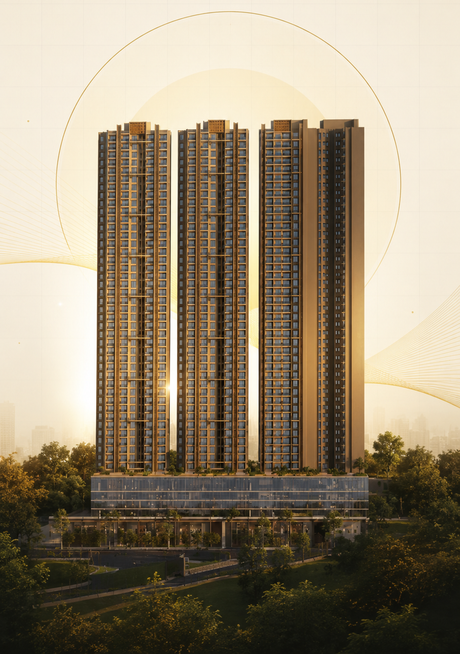 Infinity Evana Punawale — Ultra-luxury sky tower architectural render by Tulip Group